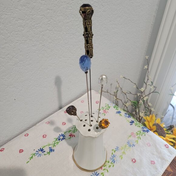 Vintage/Antique R S Schlegelmilch Germany Porcelain Hat Pin Holder Blue Star - Picture 7 of 7